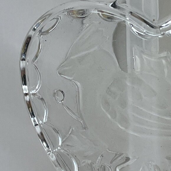 Vintage Mikasa Clear Glass Cardinal Bird Heart Christmas Valentines Ornament - Picture 7 of 12